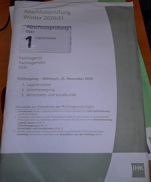 Abschlussprüfung Winter 2020/21 Fachlagerist/in